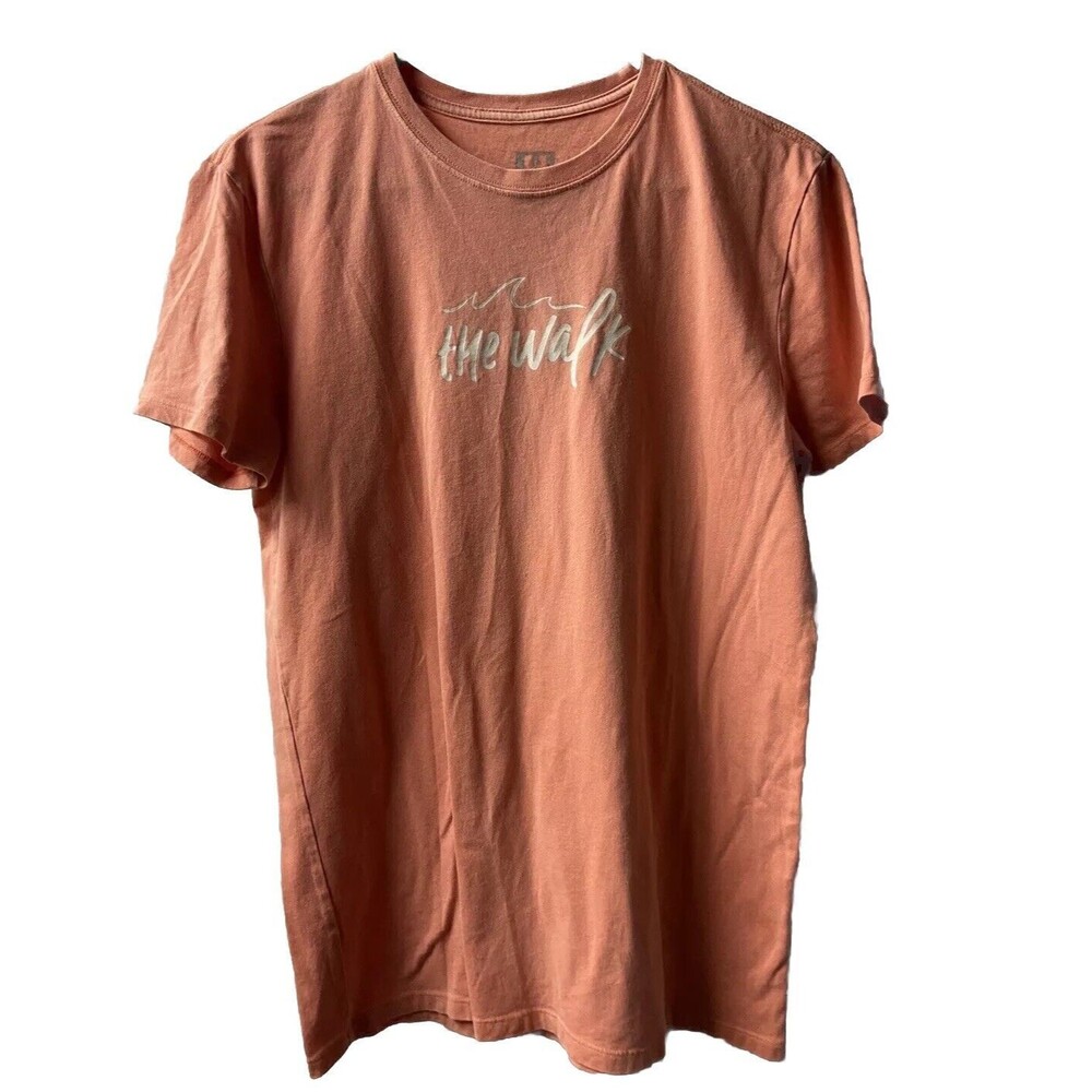 The Walk T Shirt Orange Mens Size Large Crew Neck Short Sleeved